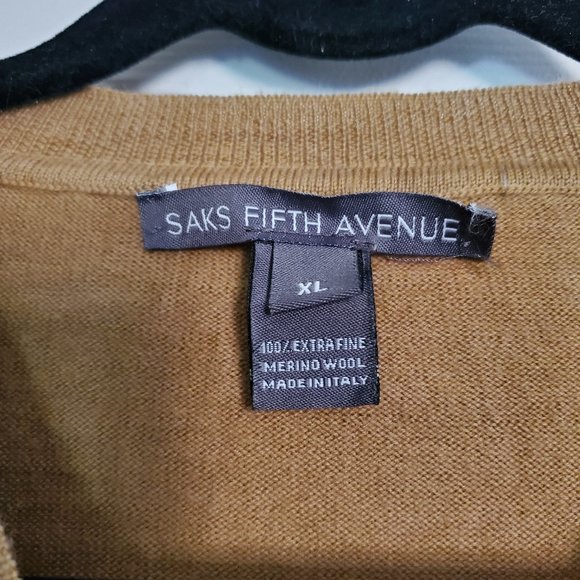 SAKS FIFTH AVENUE Men's Brown Long Sleeve Pullover Sweater XL Used - Picture 2 of 13